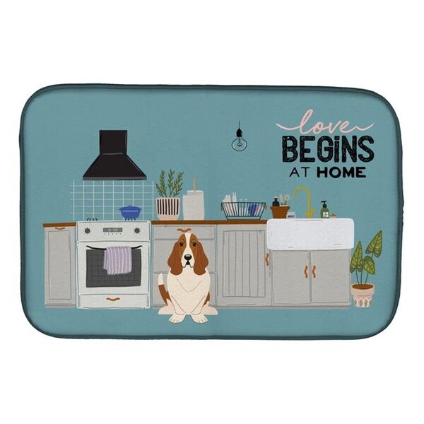 Carolines Treasures CK7725DDM 14 x 21 in. Basset Hound Kitchen Scene Dish Drying Mat CK7725DDM - main
